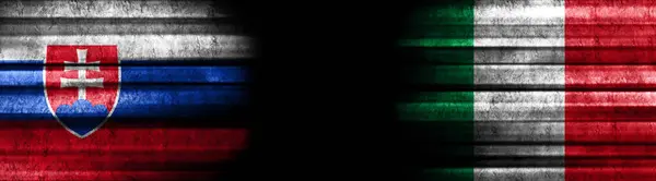 Slowakije Italië Vlaggen Zwarte Achtergrond — Stockfoto