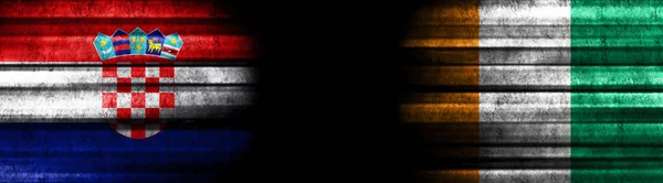 โครเอเช ยและธงชายฝ งงาช างบนพ นหล — ภาพถ่ายสต็อก
