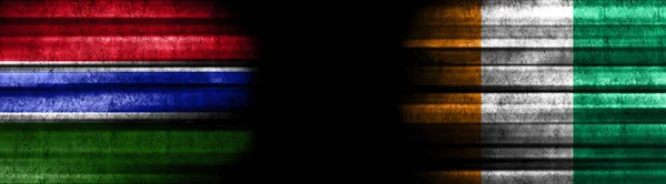 Гамбія Кот Івуар Прапори Чорному Тлі — стокове фото
