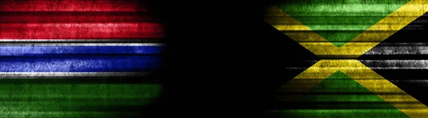 Bandiere Gambia Giamaica Sfondo Nero — Foto Stock