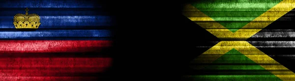 Флаги Лихтенштейна Ямайки Чёрном Фоне — стоковое фото