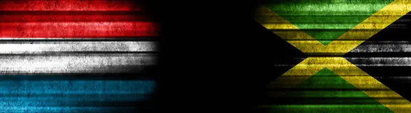 Bandiere Lussemburgo Giamaica Sfondo Nero — Foto Stock