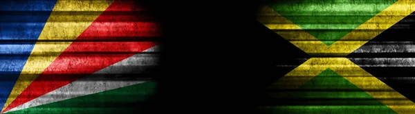 Σημαίες Σεϋχελλών Και Τζαμάικα Μαύρο Φόντο — Φωτογραφία Αρχείου