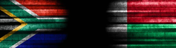 Флаги Южной Африки Мадагаскара Чёрном Фоне — стоковое фото