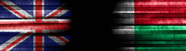 United Kingdom Madagascar Flags Black Background — Stock Photo, Image