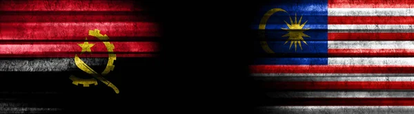 Ангола Малайзія Прапори Чорному Тлі — стокове фото