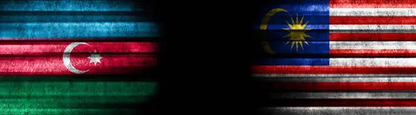 Azerbeidzjan Maleisië Vlaggen Zwarte Achtergrond — Stockfoto