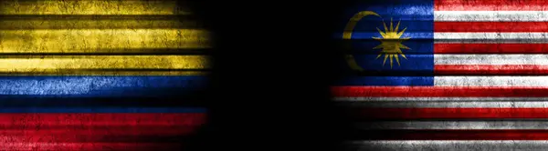 Colombia Malaysia Flags Black Background — Stock Photo, Image