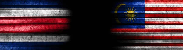 Banderas Costa Rica Malasia Sobre Fondo Negro —  Fotos de Stock