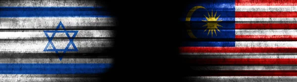 Israel Malaysia Flags Black Background — Stock Photo, Image