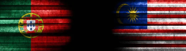 Португалія Малайзія Прапори Чорному Тлі — стокове фото