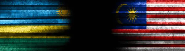 Ruanda Malajzia Zászlók Fekete Háttér — Stock Fotó