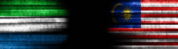 Sierra Leone Malaysia Flags Black Background — Stock Photo, Image