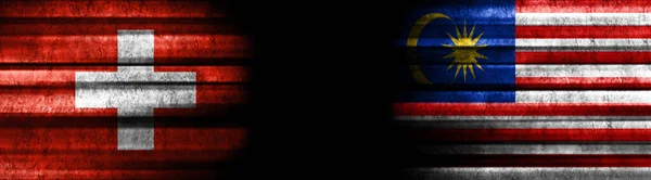 Швейцарія Малайзія Прапори Чорному Тлі — стокове фото