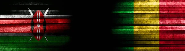 Flagi Kenii Mali Czarnym Tle — Zdjęcie stockowe