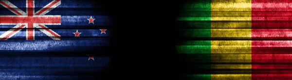 Zéland Mali Zászlók Fekete Háttér — Stock Fotó
