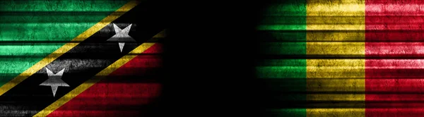 Saint Kitts Nevis Mali Vlaggen Zwarte Achtergrond — Stockfoto