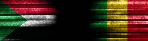 Bandiere Sudan Mali Sfondo Nero — Foto Stock