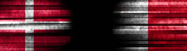 Flaggen Dänemarks Und Maltas Auf Schwarzem Hintergrund — Stockfoto
