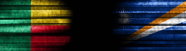 Benin Marshall Islands Flags Black Background — Stock Photo, Image