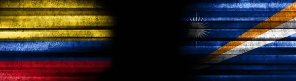Colombia Marshall Islands Flags Black Background — Stock Photo, Image