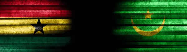 加纳和毛里塔尼亚黑色背景旗 — 图库照片