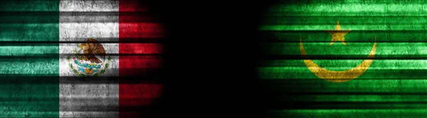 Mexico Mauritania Flags Black Background — Stock Photo, Image