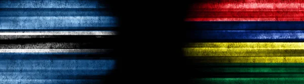 Bandiere Botswana Mauritius Sfondo Nero — Foto Stock