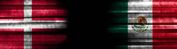 Данія Мексика Прапори Чорному Тлі — стокове фото