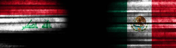 Flagi Iraku Meksyku Czarnym Tle — Zdjęcie stockowe