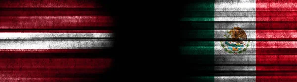 Латвія Мексика Прапори Чорному Тлі — стокове фото