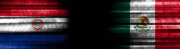 Paraguay Mexico Flags Black Background — Stock Photo, Image