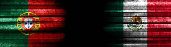 Portugal Mexico Flags Black Background — Stock Photo, Image