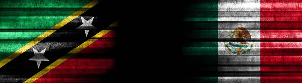 Saint Kitts Nevis Meksyk Flagi Czarnym Tle — Zdjęcie stockowe