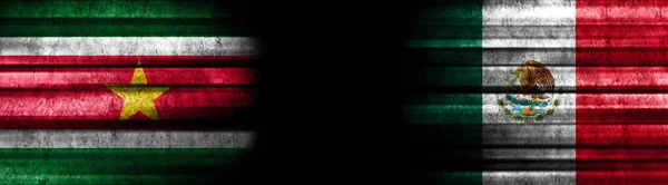 Suriname Mexico Flags Black Background — Stok Foto
