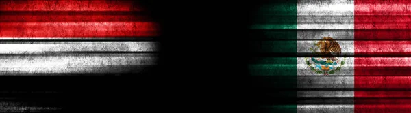 Drapeaux Yémen Mexique Sur Fond Noir — Photo