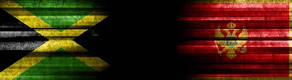 Jamaica Montenegro Flags Black Background — Stock Photo, Image