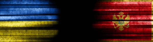 Σημαίες Ουκρανίας Και Μαυροβουνίου Μαύρο Φόντο — Φωτογραφία Αρχείου