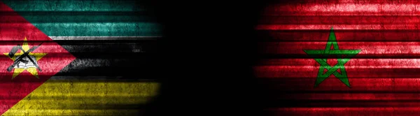 Mozambique Morocco Flags Black Background — Stock Photo, Image