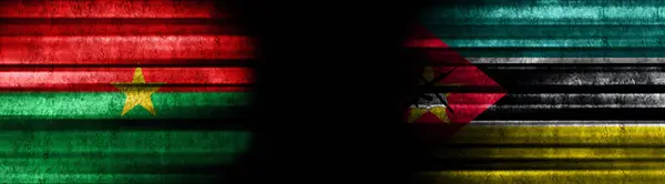 Флаги Буркина Фасо Мозамбика Чёрном Фоне — стоковое фото