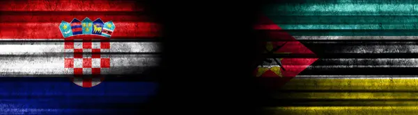 Хорватія Мозамбік Прапори Чорному Тлі — стокове фото