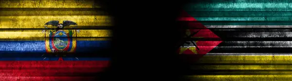 厄瓜多尔和莫桑比克黑底国旗 — 图库照片