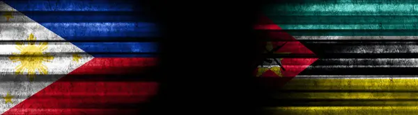 Филиппины Мозамбикские Флаги Черном Фоне — стоковое фото