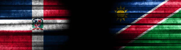 Δομινικανή Δημοκρατία Και Ναμίμπια Σημαίες Μαύρο Φόντο — Φωτογραφία Αρχείου