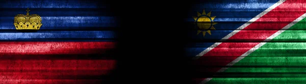 Banderas Liechtenstein Namibia Sobre Fondo Negro —  Fotos de Stock