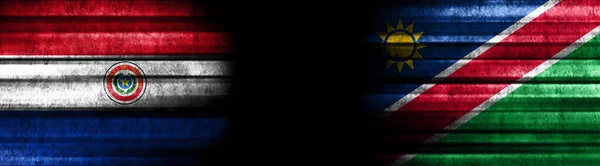 Paraguay Namibie Vlajky Černém Pozadí — Stock fotografie