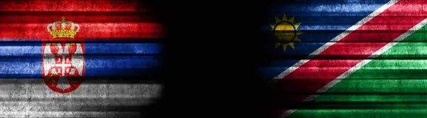 Banderas Serbia Namibia Sobre Fondo Negro —  Fotos de Stock