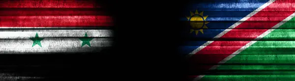 Banderas Siria Namibia Sobre Fondo Negro — Foto de Stock