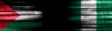 Kara Arkaplanda Filistin ve Nijerya Bayrakları