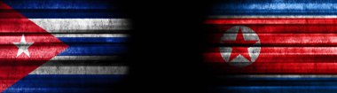 Kara Arkaplanda Küba ve Kuzey Kore Bayrakları